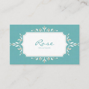 Carte De Visite Elégant Art Nouveau Botanique Turquoise & Taupe