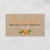 Carte De Visite Elégant artisanal Fleur Rose artisanal Orange (Devant)