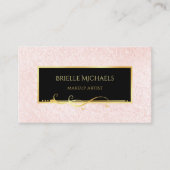 Carte De Visite Élégant Artiste de maquillage noir et rose minimal (Devant)