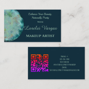 Carte De Visite Elégant Artiste maquillage bleu vert aquarelle