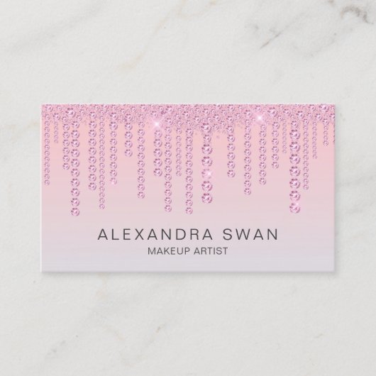 Carte De Visite Elégant artiste maquillage de diamants bleu et ros (Devant)