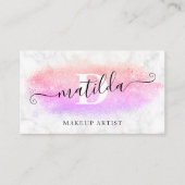 Carte De Visite Elégant artiste maquillage en marbre violet foncé  (Devant)
