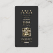 Carte De Visite Élégant artiste maquillage moderne Monogramme noir (Dos)