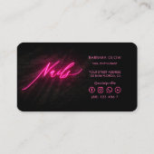 Carte De Visite Elégant Artiste Nail Manucures Hot Pink Neon (Dos)