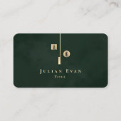 Carte De Visite Elegant Artistic Monogram Dark Emerald Green Gold (Devant)