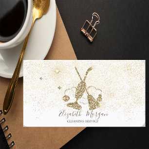 Carte De Visite Élégant aspirateur et balai modernes en confettis
