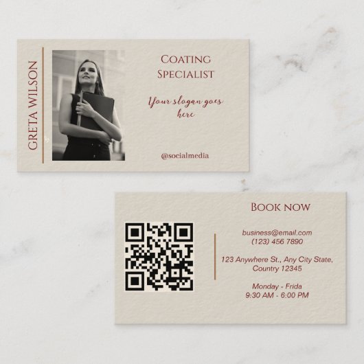 Carte de visite élégant avec code QR et photo (Devant / Derrière)