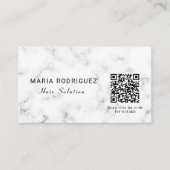 Carte De Visite Élégant avec intégration de marbre blanc et code Q (Devant)