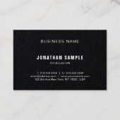 Carte De Visite Elégant B&W Plain Propre Professionnel Luxe Modern (Dos)