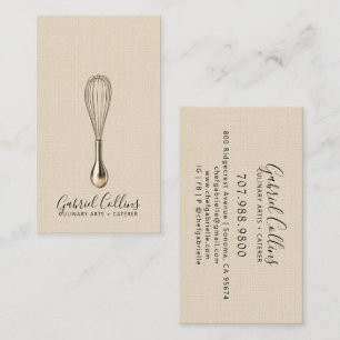 Carte De Visite Élégant Baker Bakers Fouet Crème Lin