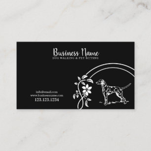 Carte De Visite Élégant baladeur à chiens floraux dalmate blanc