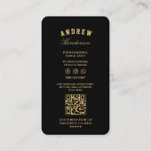 Carte De Visite Elégant Barbershop Black Faux Ciseaux Or (Dos)