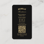 Carte De Visite Elégant Barbershop Black Gold Barber Ciseaux (Dos)