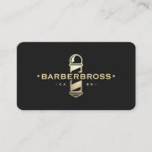 Carte De Visite Élégant Barbier moderne Pole de Barbier Black Gold (Devant)
