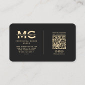 Carte De Visite Élégant Barbier moderne Pole de Barbier Black Gold (Dos)