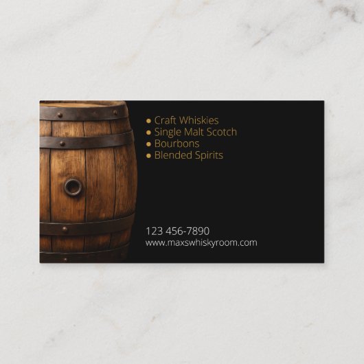 Carte De Visite Elégant Barrelhouse et Whisky Room (Dos)