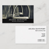 Carte De Visite Élégant bâton d'argent sur selle d'équitation angl (Devant / Derrière)