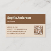 Carte De Visite Elegant Beige & Brown Checkerboard with QR Code (Dos)