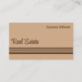 Carte De Visite Elégant Beige Brown Stripes Professionnel Élégant (Devant)