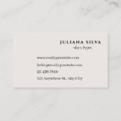 Carte De Visite Elegant Beige Business Card (Dos)