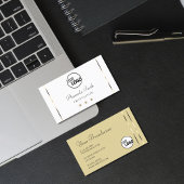 Carte De Visite Élégant Beige clair et diamants blancs ajouter log