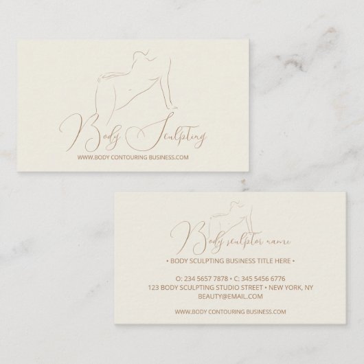 Carte De Visite Elégant Beige Corps sculpté contour spa (Devant / Derrière)