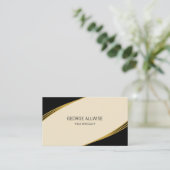 Carte De Visite Elégant Beige, Noir & Or (Debout devant)