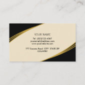 Carte De Visite Elégant Beige, Noir & Or (Dos)