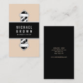 Carte De Visite Elégant Beige Vintage Barbier Pole (Devant / Derrière)