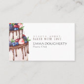 Carte De Visite Elegant Berry Chocolate Cake Pastry Chef (Devant)