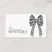 Carte De Visite Elegant Big Black Leopard Bow Custom Chic (Devant)