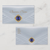 Carte De Visite Élégant bijou Diamant d'Argent Bleu (Devant / Derrière)