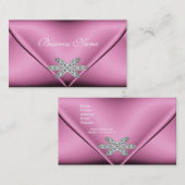 Carte De Visite Élégant bijou diamant rose argent (Devant / Derrière)