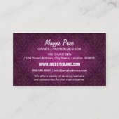 Carte De Visite Elégant bijou en verre Damas et Stiletto Zebra (Dos)