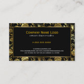 Carte De Visite Elegant Black And Gold Floral Damas (Dos)