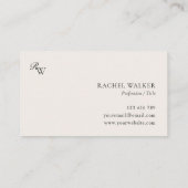 Carte De Visite Elegant Black and Ivory Modern Monogram (Dos)