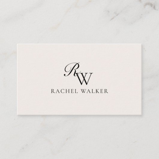 Carte De Visite Elegant Black and Ivory Modern Monogram (Devant)