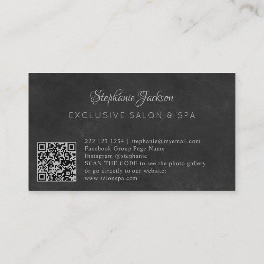 Carte De Visite Elegant black and silver QR code luxury (Dos)