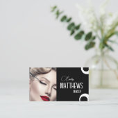 Carte De Visite Elegant black and white script custom 2photo (Debout devant)