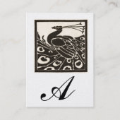 Carte De Visite ÉLÉGANT BLACK BLACK PEACOCK MONOGRAM Pearl Metal (Dos)