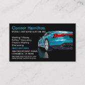 Carte De Visite Élégant Black Blue Mobile Auto Lavage de voiture D (Devant)