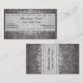 Carte de visite élégant Black Damask (Devant / Derrière)