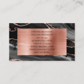 Carte De Visite Elégant Black et Rose Gold Agate Luxe (Dos)