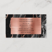 Carte De Visite Elégant Black et Rose Gold Agate Luxe (Dos)