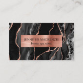 Carte De Visite Elégant Black et Rose Gold Agate Luxe (Devant)