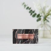 Carte De Visite Elégant Black et Rose Gold Agate Luxe (Debout devant)
