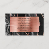 Carte De Visite Elégant Black et Rose Gold Agate Luxe (Dos)