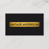 Carte De Visite Elegant Black Faux Leather Gold Accent  (Devant)