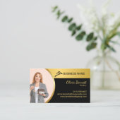 Carte De Visite Elegant Black & Gold (Debout devant)