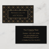 Carte De Visite Elégant Black Gold Art Déco Géométrique (Devant / Derrière)